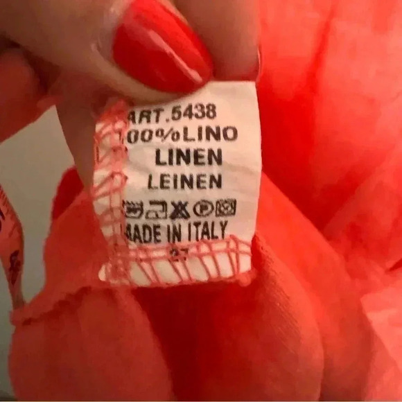 Coral Italian 100% linen dress  L - Picture 6 of 6